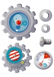 stickers muraux enfants. Les stickers rouages et boulons, des stickers imprim�s sur adh�sifs d�coup�s � la forme.