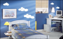 Le stickers nuages blancs et gris pour d�corer une chambre d\'enfant