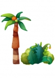 Stickers d�coratifs enfants palmier et buisson imprim�s sur adh�sifs d�coup�s � la forme. La d�coration adh�sive d'une chambre d'enfant avec un palmier et des buissons pour que les oiseaux puissent se poser en paix, voil� un d�cor qui ne risque pas de laisser indiff�rent votre enfant.