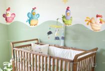Stickers Animaux de la ferme : une poule et un coq. Stickers imprim�s sur adh�sifs d�coup�s � la forme.