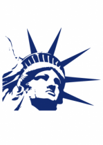 Stickers Statue de la Libert� d�coup�e � la forme dans vinyle adh�sif uni, welcome to the United States of America!!