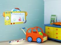 tableau effa�able � sec velleda. stickers robot machine.\r\nUne mani�re ludique pour votre enfant d\'�crire ou de dessiner.\r\nVisuel imprim� sur vinyle adh�sif d�coup� � la forme, avec finition velleda effa�able � sec.
