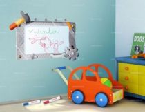 tableau velleda pour enfants. Stickers robot machine imprim� sur vinyle adh�sif d�coup� � la forme avec finition effa�able � sec.\r\nUne mani�re ludique pour votre enfant d\'�crire ou de dessiner.